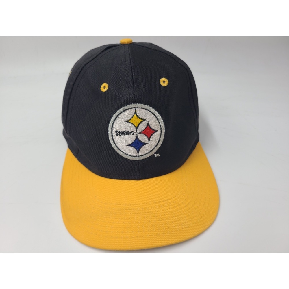 Vintage Pittsburgh Steelers Logo 7‎ Snapback Hat Cap NFL Football Black Yellow
